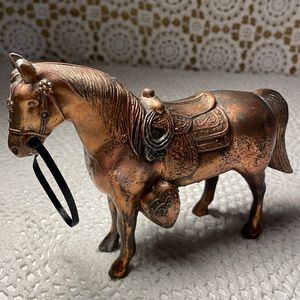 Vintage copper clad metal saddled Horse bank
